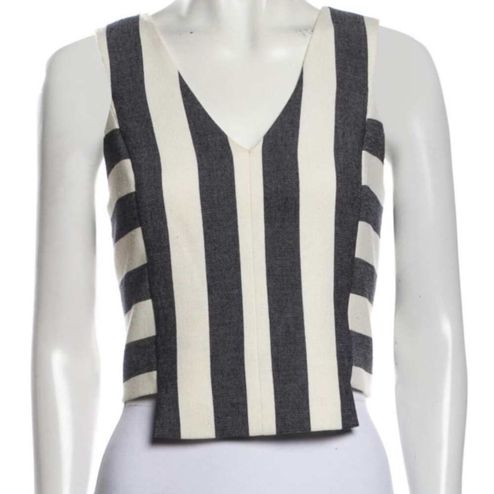 Milly Striped V-Neck Crop Top